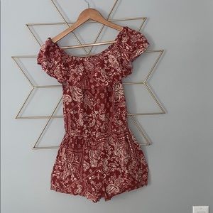 red off the shoulder romper